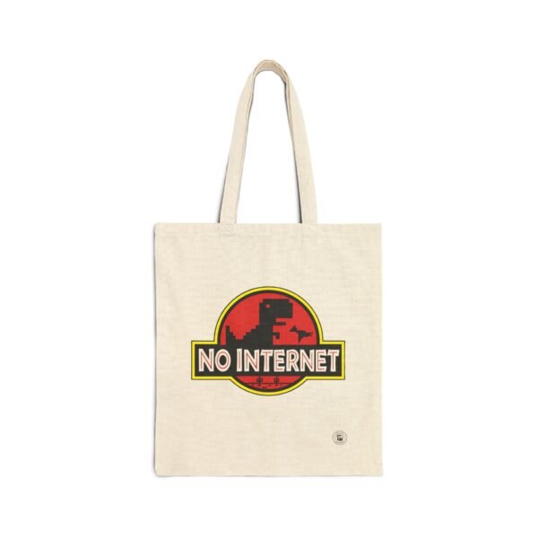 10216771126770143421_2048.jpeg No Internet Jurassic Dinosaur Bag, Cool Humorous Joke Funny Meme Trendy Bag, Unique Vintage Market Bag, Cute Silly Cotton Canvas Tote Bag